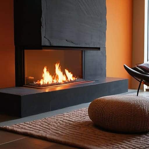 Thermal mass fireplace design for lasting warmth.