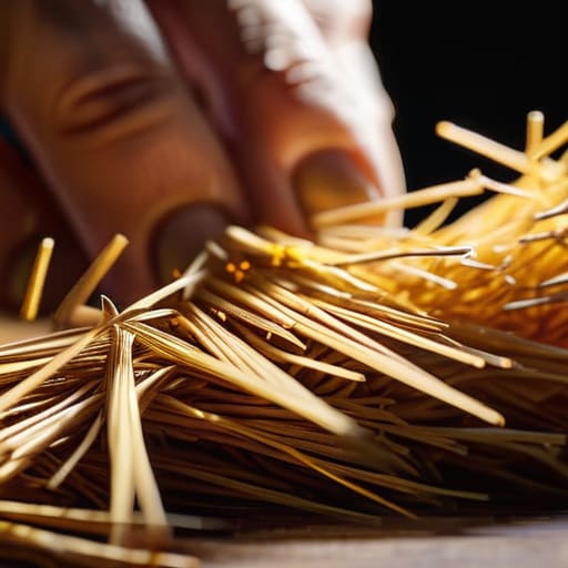 Straw Marquetry Silica Splitting golden grass.
